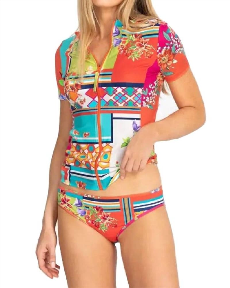 Front of a model wearing a size L Nanya Surf Shirt in Multi in Multi by Johnny Was. | dia_product_style_image_id:345610
